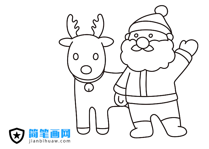 圣誕節(jié)圣誕老人和馴鹿的簡(jiǎn)筆畫圖片