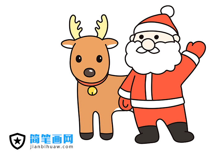 圣誕節(jié)圣誕老人和馴鹿的簡(jiǎn)筆畫圖片