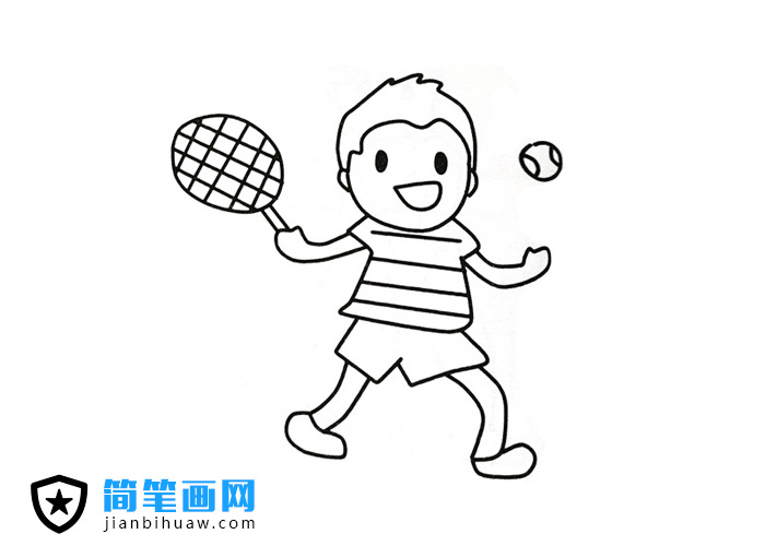小朋友打網(wǎng)球的簡(jiǎn)筆畫圖片