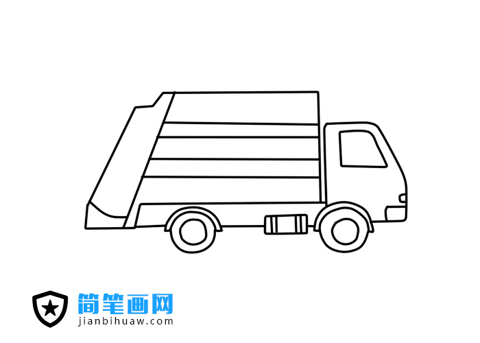垃圾車簡筆畫圖片含上色